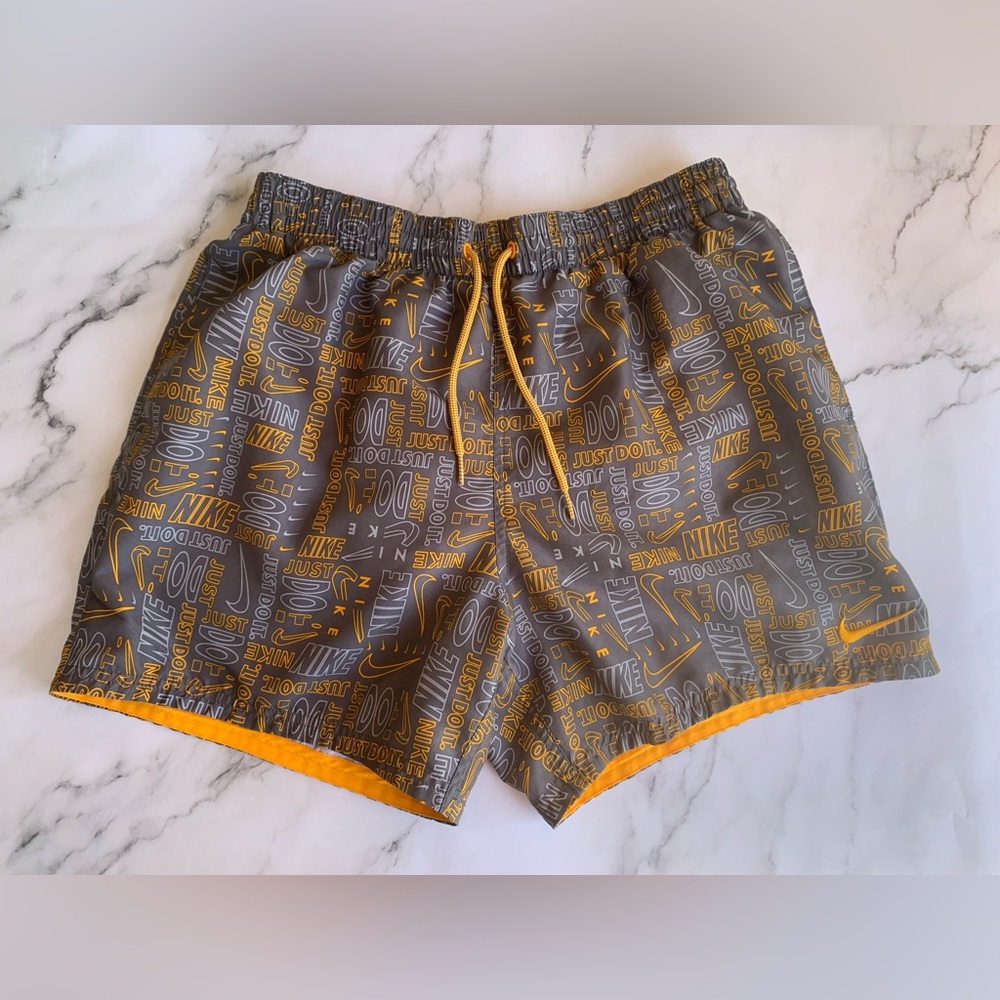 Nike Men’s Large Swim Trunks Nike All Over Print with 2 side Pockets Grey/Orange